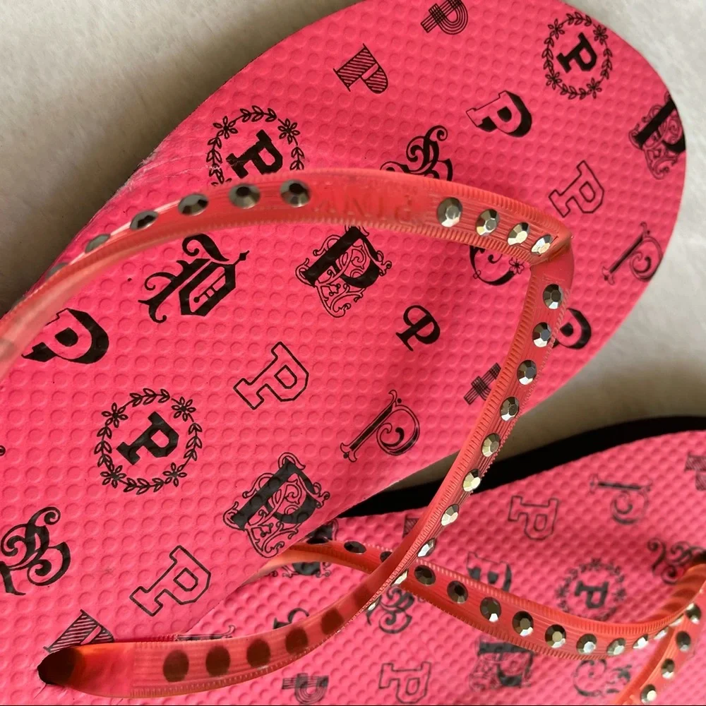 PINK Victoria’s Secret Bling Flip Flops Sandals  M 7/8